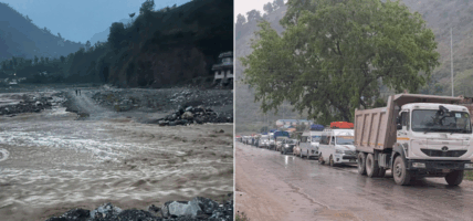 रोशी खोलामा आएको बाढीले बिगारेको डाइभर्सन बन्न नसक्दा बीपी राजमार्ग सकेन अझै संचालनमा आउन